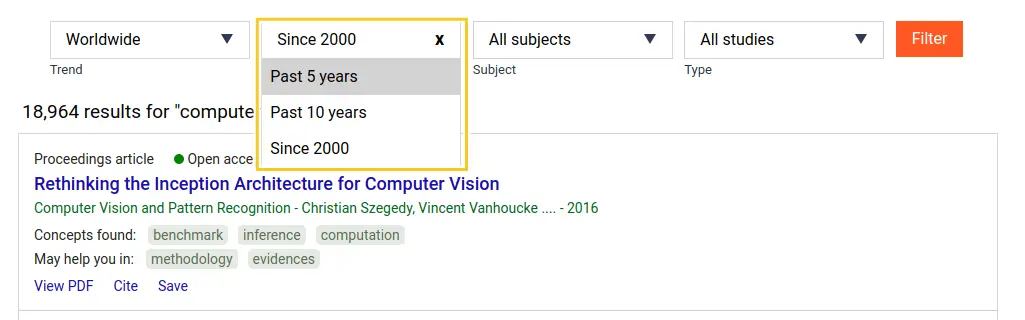Filter by date, country and more