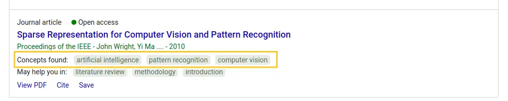 AI extracted key concepts in study